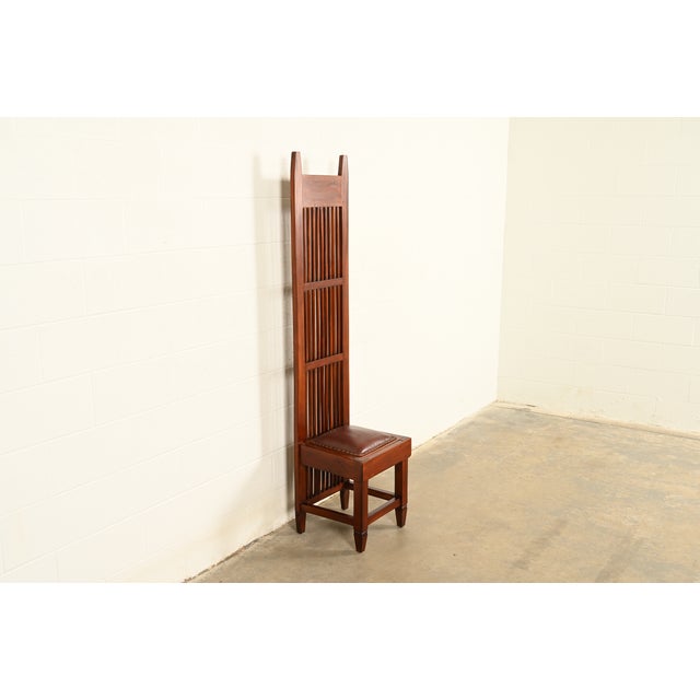 Charles Rennie Mackintosh Frank Lloyd Wright Style Arts & Crafts Mahogany Monumental High Back Side Chair or Dining Chair For Sale - Image 4 of 13