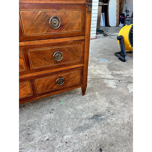 French French 19th Century Louis XVI Solid Walnut Commode / Chest of Drawers For Sale - Image 3 of 12