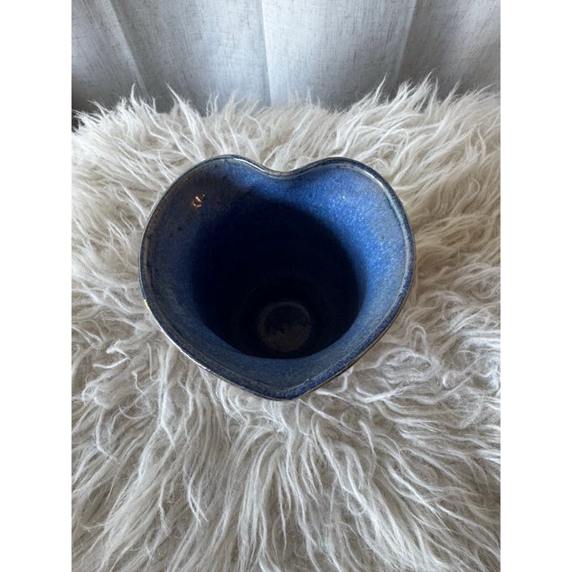 Vintage Studio Pottery Vase, Hand Form - Heart Shape, Signed For Sale - Image 10 of 12