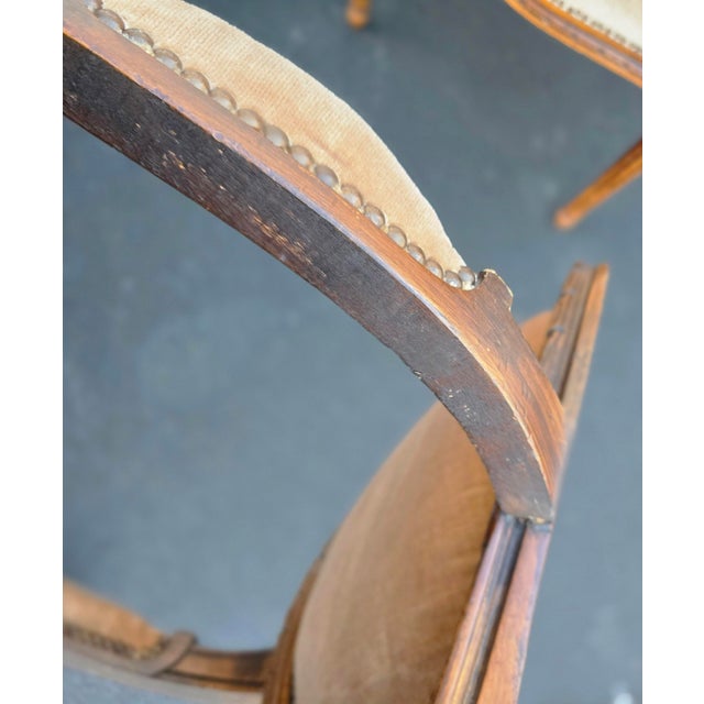 Set of Six W. & J. Sloane Louis XVI Revival Walnut Oval Back Dining Armchairs, Mid-Century For Sale - Image 16 of 17
