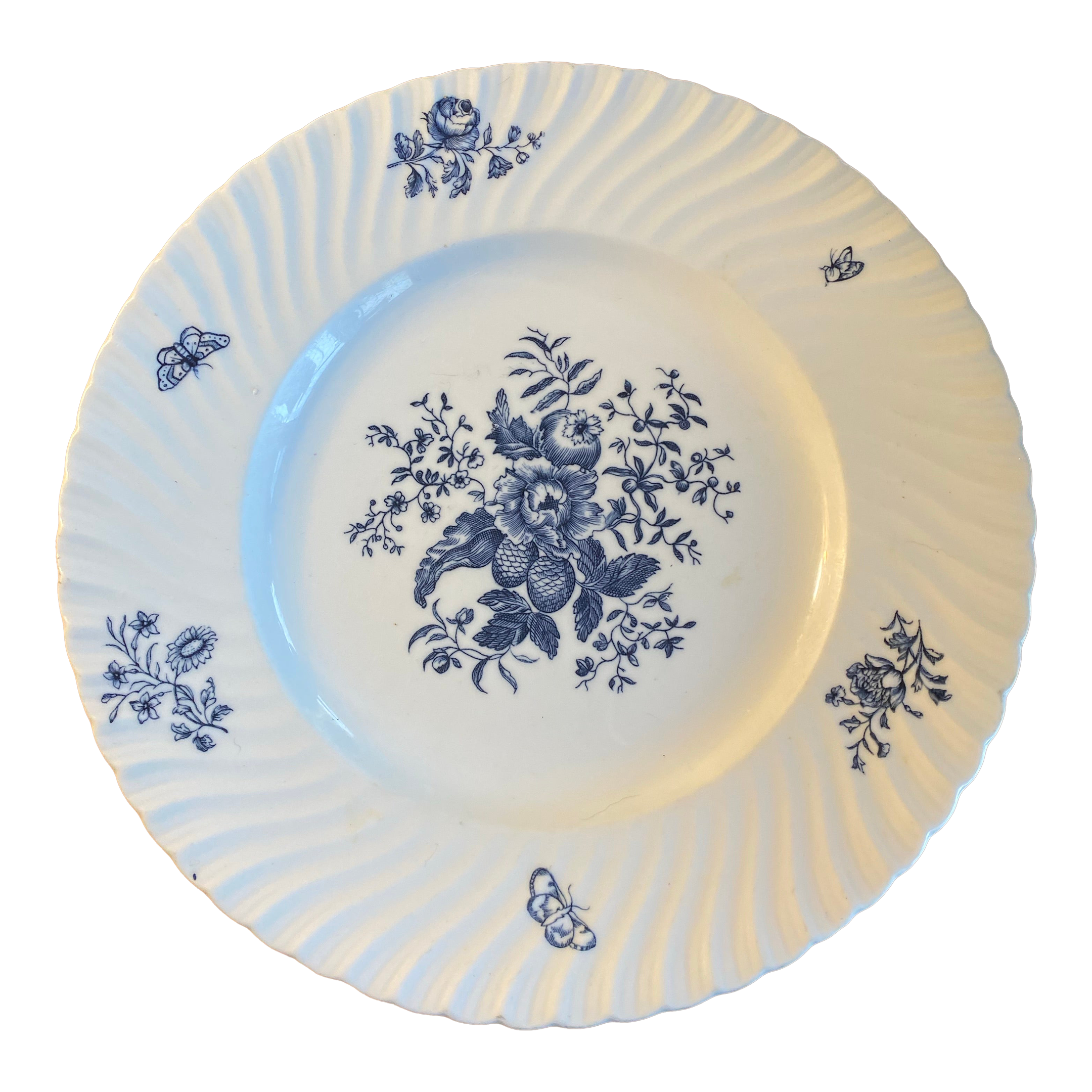 1990s Royal Worcester Blue Sprays Dinner Plate | Chairish