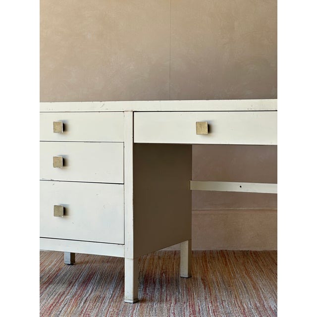 Vintage Simmons Metal Desk With Original Square Pulls, C 1940s For Sale In Greensboro - Image 6 of 15