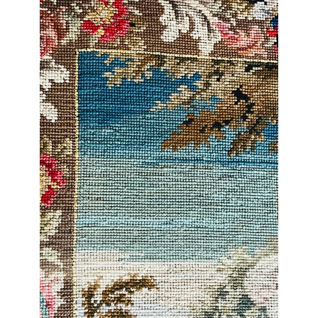 Antique Birds Eye Maple Frame Child With Dog Needlepoint For Sale - Image 10 of 12