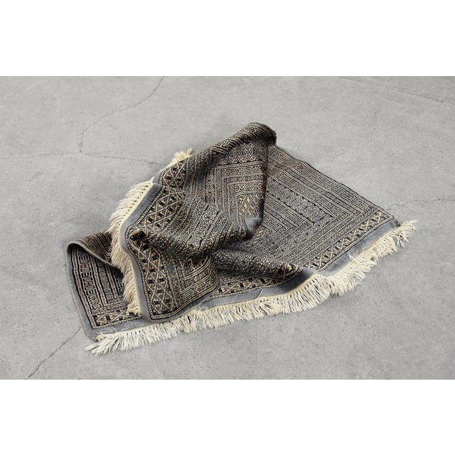 Hand-Woven Blue & Grey Bukhara Rug, 1960s For Sale - Image 12 of 17