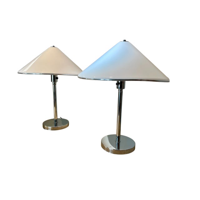 Koch & Lowy Vintage Mid Century Modern Original Koch & Lowy Dimmable Chrome Table Lamps With Original Shades - a Pair For Sale - Image 4 of 14