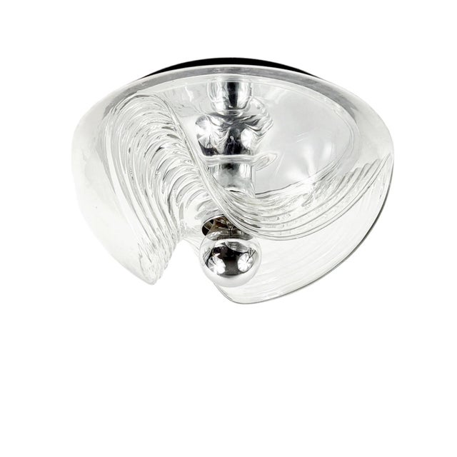 Large Mid-Century Modern Space Age Glass Wave Flush Mount by Koch & Lowy for Peill & Putzler, Germany, 1970s For Sale - Image 13 of 13
