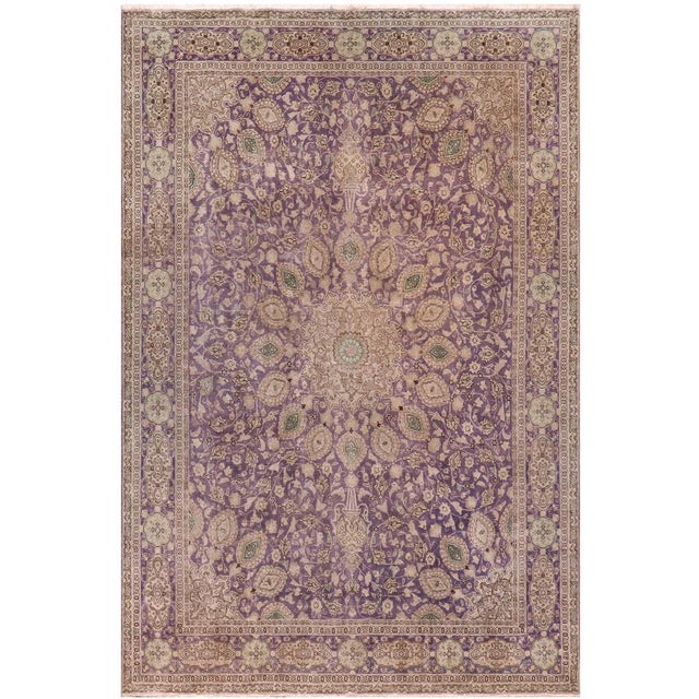 Art Nouveau 1990's Vintage Purple/Green Wool Rug - 9'9'' X 12'11'' For Sale - Image 10 of 10