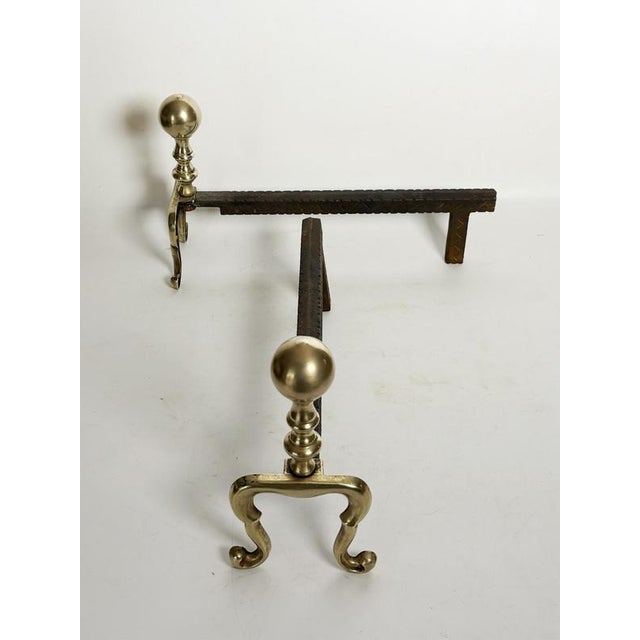 Cast Iron and Brass Andirons, France, 1950, Set of 2 For Sale - Image 4 of 10
