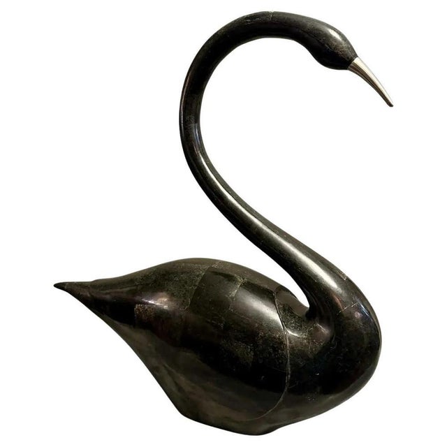 Large Black Marble Swan from Maitland Smith, 1980s For Sale - Image 9 of 9