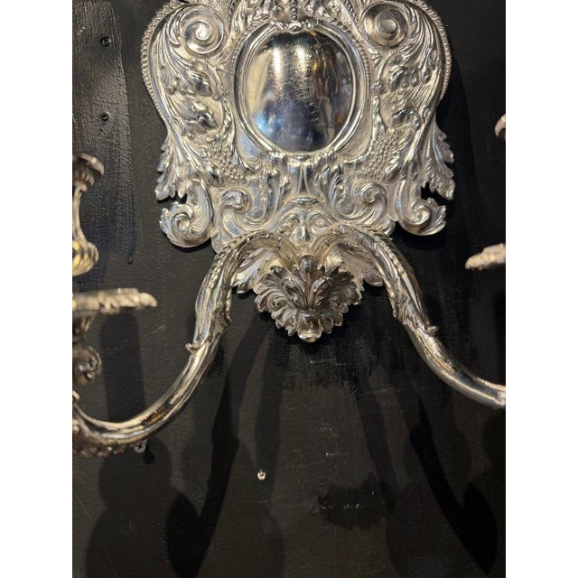 Pair 1900’s silver plated Caldwell sconces with 2 lights
