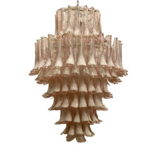 Mazzega Murano Chandelier in Light Pink, 2000 For Sale
