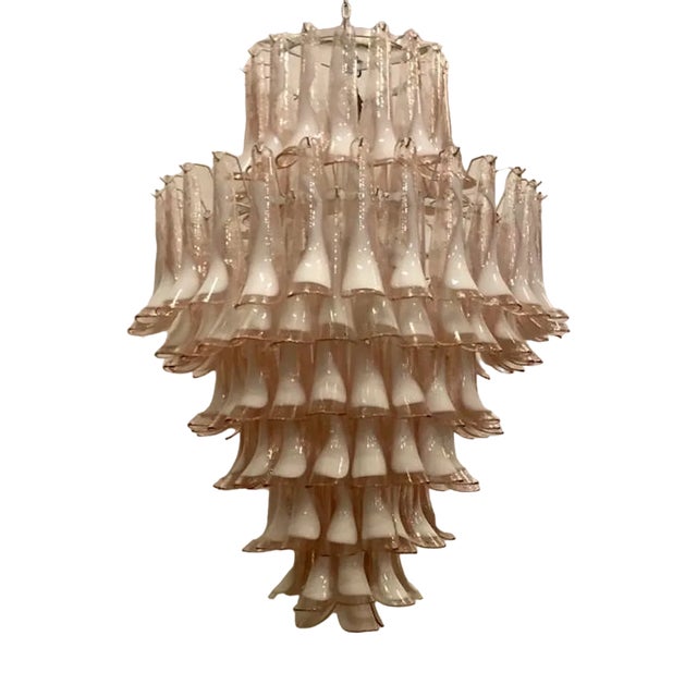 Mazzega Murano Chandelier in Light Pink, 2000 For Sale
