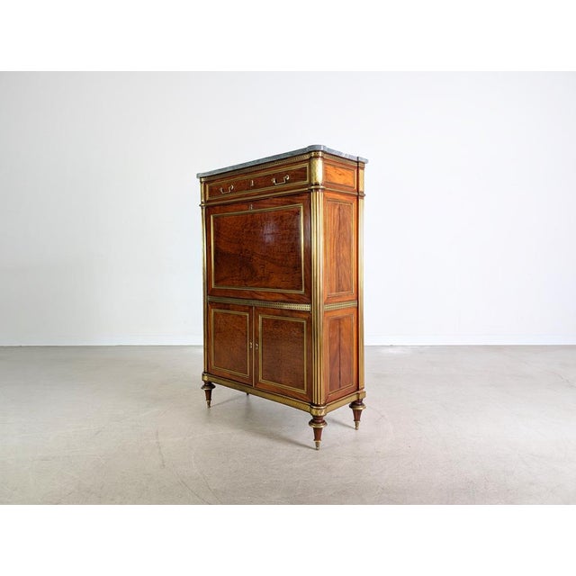 Louis XVI Chest of Drawers with Secretary in Mahogany and Brass For Sale - Image 6 of 16