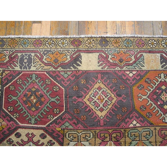Asian 1920s Antique Medallion Tribal Jerusalem Carpet Israeli Bezalel Marbediah Rugs For Sale - Image 3 of 9