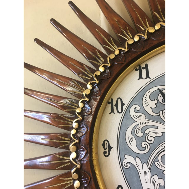 1980s Italian Wood Wall Swacth Clock Handcrafted From Tuscania For Sale - Image 9 of 11