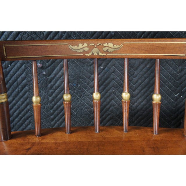Mid 20th Century Tell City Hitchcock Style Maple Rumford & Gold Stenciled Spindle Back Bench For Sale - Image 11 of 15