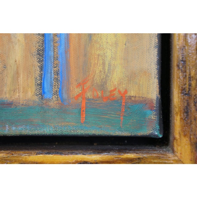 Late 20th Century Foley Expressionist Family Under Tree Country Sunset Landscape Oil Painting 23" For Sale - Image 18 of 18