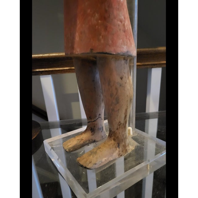 Rare Han Dynasty Style Terracotta Male Figure - Naked & Painted - 23" Height For Sale In Washington DC - Image 6 of 7