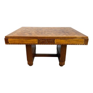 Oak Marquetry Dining Table, France, 1940s For Sale