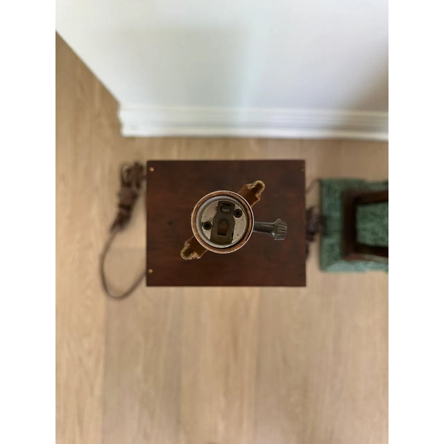 1960s Pair of Vintage Mid Century Modern Zarebski Malachite Mexican Mayan Design Table Lamps For Sale - Image 5 of 11