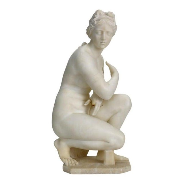 Late 19th Century P. Bazzanti Style Alabaster Statue “Crouching Venus” Unsigned For Sale - Image 6 of 15
