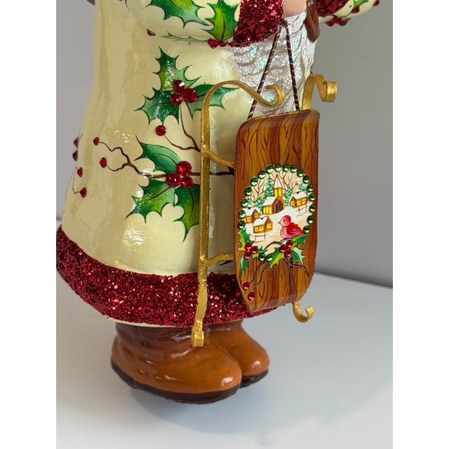 Patricia Breen “Holly’s” Santa Hand-Painted Glass Christmas Ornament For Sale - Image 4 of 12