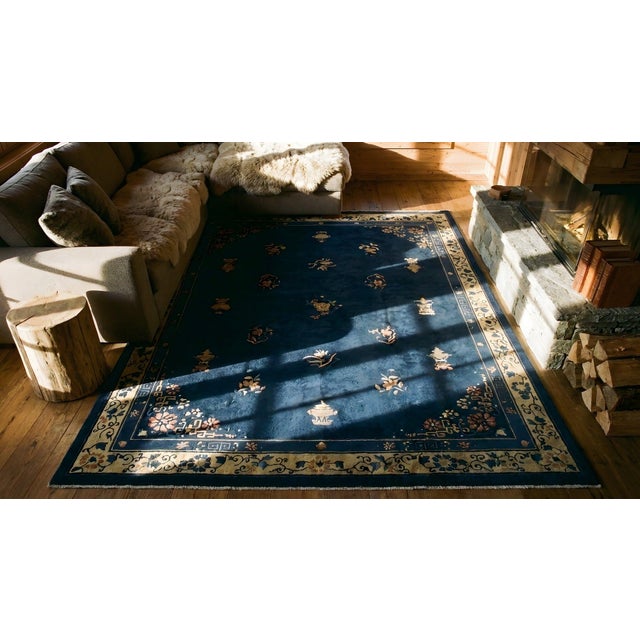 Textile Late 19th Century Chinese Peking Carpet For Sale - Image 7 of 9