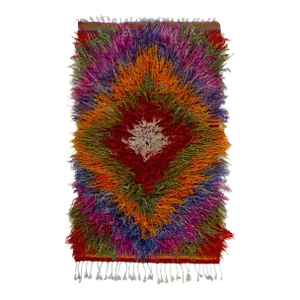 Hand-Knotted Vintage Turkish Tulu Rug in Multicolor Shag Pile by Rug & Kilim