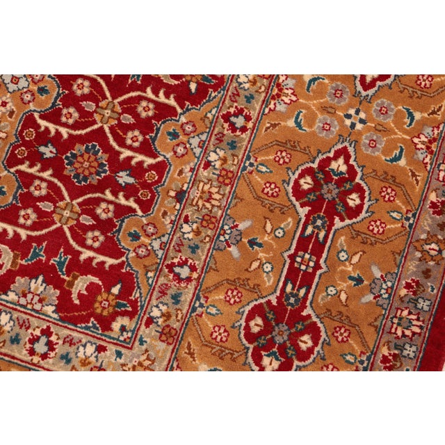 1990s Shabby Chic 1990's Abstract Pak-Persian Red/Gold Wool Rug - 6'1'' X 9'4'' For Sale - Image 5 of 9