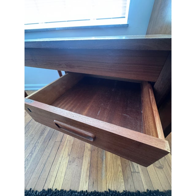 Mid Century Danish Modern Teak Drop-Leaf Executive Desk, 1960s For Sale - Image 4 of 9