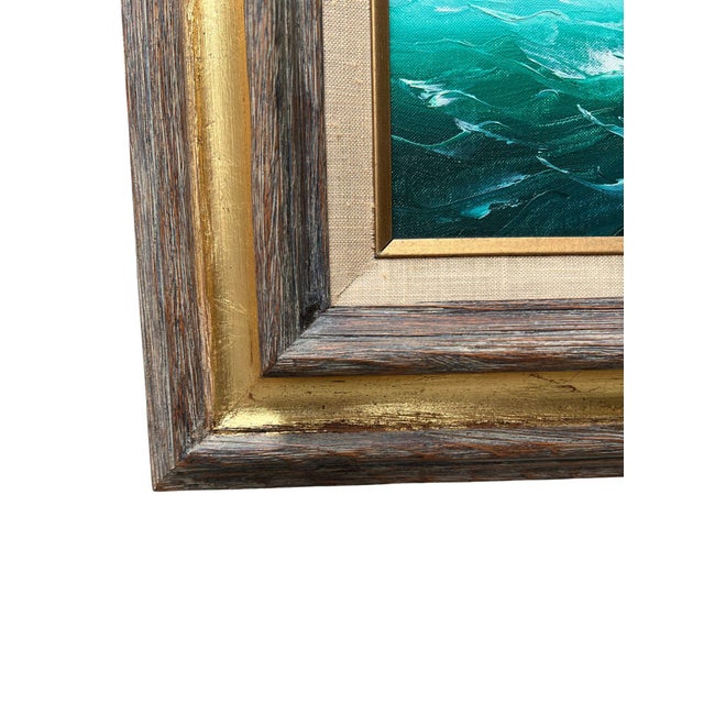 Mid 20th Century Original Oil Painting of Clipper Ship at Sea in Carved Gilt Frame, Signed Bransom For Sale - Image 14 of 16