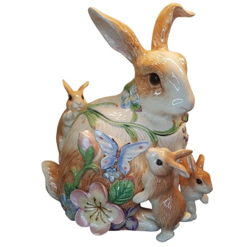 Vintage Fitz & Floyd Easter Rabbits Bunny Cookie Jar For Sale - Image 9 of 9