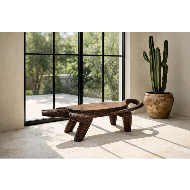 Wood Vintage Mali Wood Tribal Lizard Stool Bench For Sale - Image 7 of 7