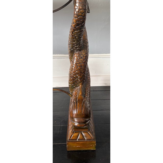 Brown Late 20th Century Hollywood Regency Dolphin Base Console Table With Shell Motif — Maitland-Smith Style For Sale - Image 8 of 11