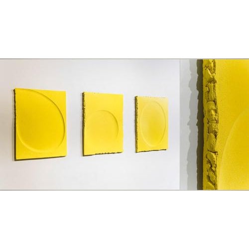 Wall tiles in yellow wty#03 sculptural object by caspi ceramics nl dimensions: w 64 x d 89 x h 4 cm. Materials: ceramic,...