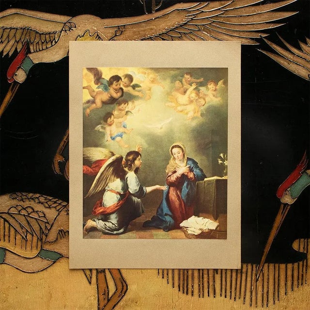 Baroque 1900s After Bartolomé Esteban Murillo, "The Annunciation" Antique Full-Color Print For Sale - Image 3 of 8