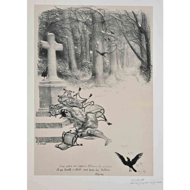 Adolphe Willette, A Little Poor Woman, Original Lithograph, 20th Century For Sale