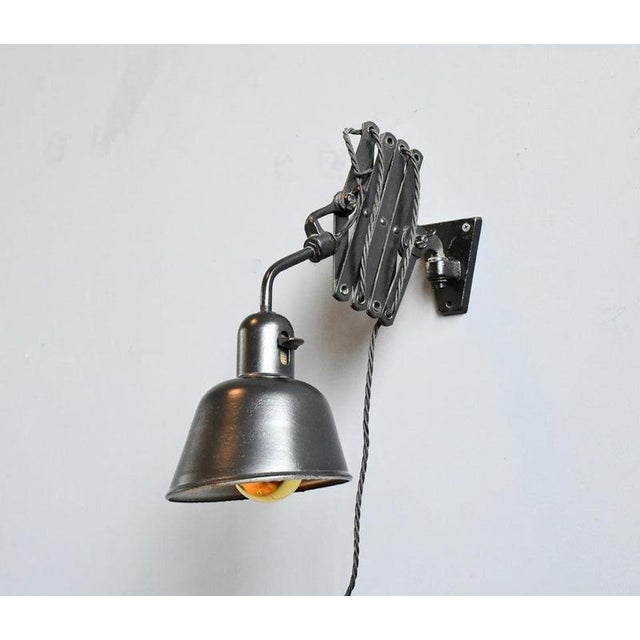 Black Scissor Lamp Circa 1930s - Original black paint - Steel shade and scissor mechanism - Bakelite On/Off switch on the...