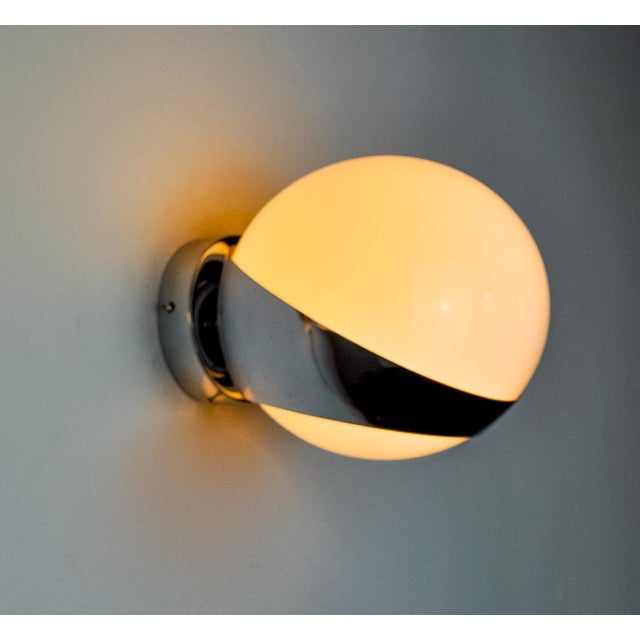 Space-Age Sconce in White Opaline by Marca Sl, Spain, 1960s For Sale - Image 4 of 8