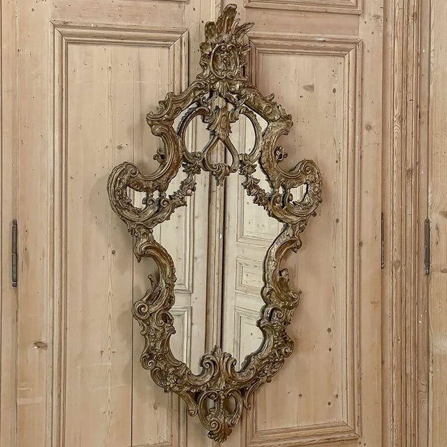 Baroque Antique Italian Baroque Giltwood Wall Mirror For Sale - Image 3 of 12