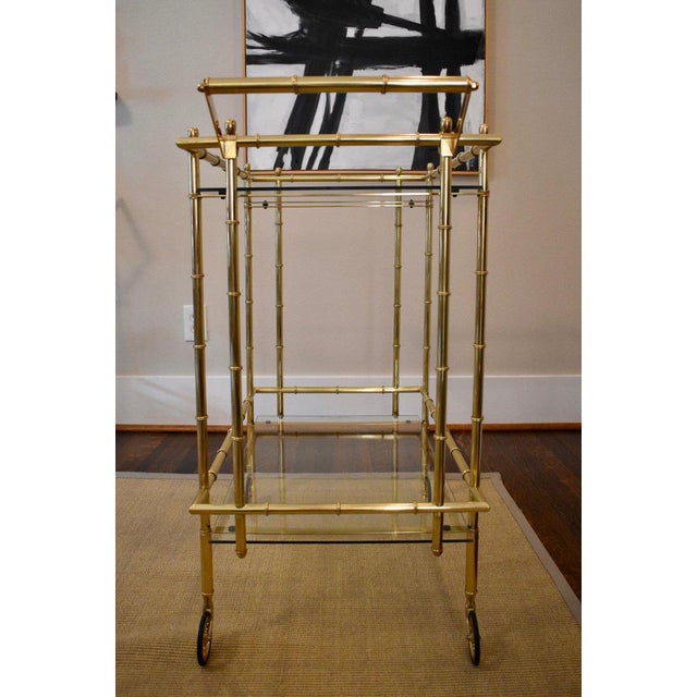 1960s Hollywood Regency Faux Bamboo Brass Bar Cart Chairish