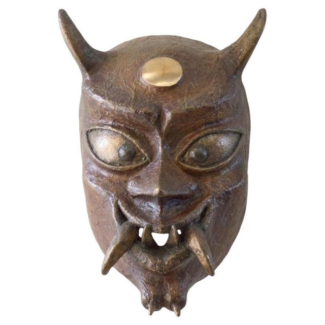 Metal Bronze Oni Mask by Splady Art Studios For Sale - Image 7 of 7