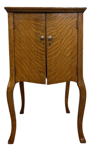 Antique Quarter Sawn Tiger Oak Music Cabinet Record Cabinet Side Table