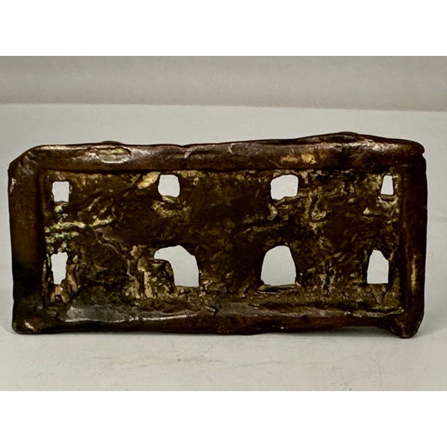 Chinese Ming Dynasty Chinese Bronze Brush Rest: Scholars Openwork Relief For Sale - Image 3 of 10