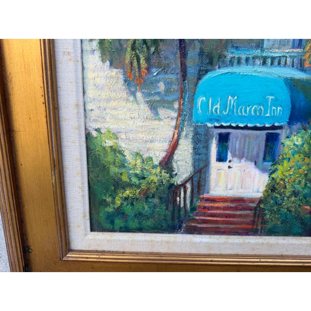 Wood Phyllis Pransky “Old Marco Inn” Florida Impressionist Oil Painting For Sale - Image 7 of 11
