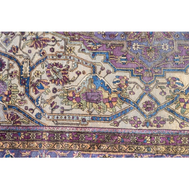 More than 95% of all "Mohtasham" rugs are wool-piled, but a few, as here, are executed in silk. The short and recumbent...