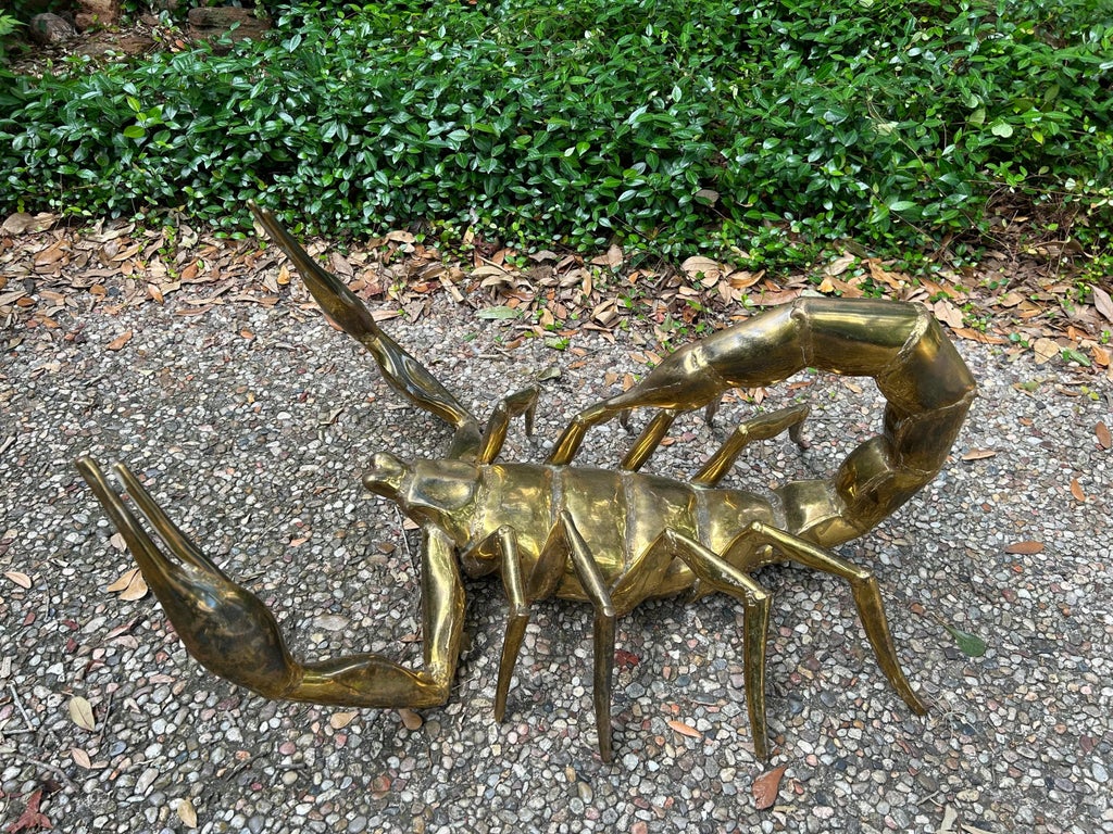 1970s French Modern Brass Scorpion Sculpture Signed Alain Chervet