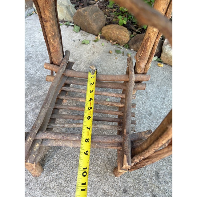 Brown Bentwood Plant Stand, Vintage Handmade With Willow Folk Art (2) Two-Tier Rustic Twig For Sale - Image 8 of 12