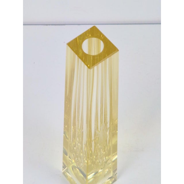 Citrine Drop Cut Engraved Glass Vase by Antonin Drobnik for ZBS, 1960s For Sale - Image 4 of 14
