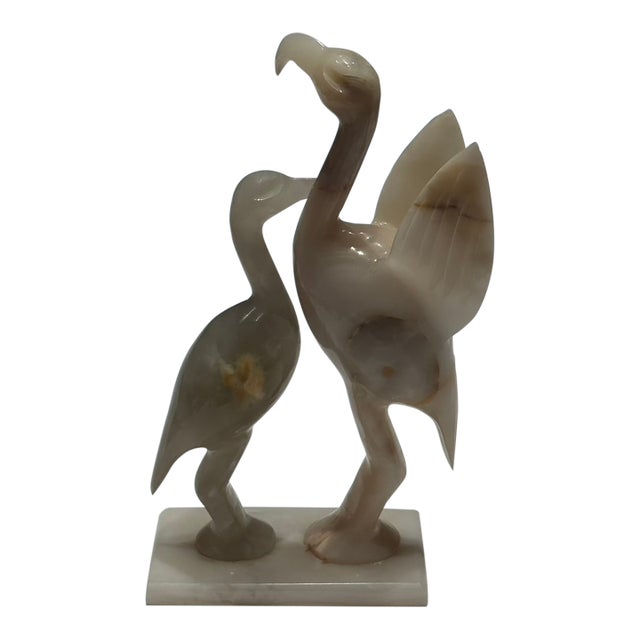 20th-Century Modernist Carved Banded Onyx Avian Sculpture, Dated 1993 For Sale